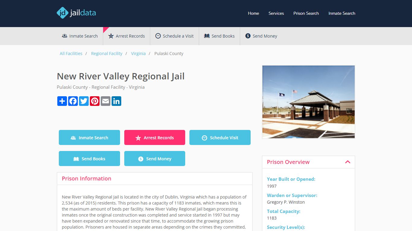 New River Valley Regional Jail Inmate Search and Prisoner Info - Dublin, VA